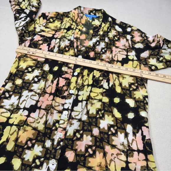 Blue Ginger - Pleated Button-Up Tunic Blouse - Made of 100% Raton - Size Small - Picture 13 of 16